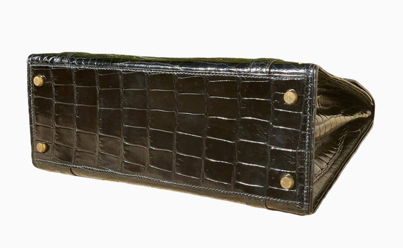 Hermès - Drag Handbag In Black Crocodile For Sale 12