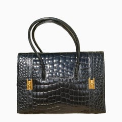 Hermès - Drag Handbag In Black Crocodile