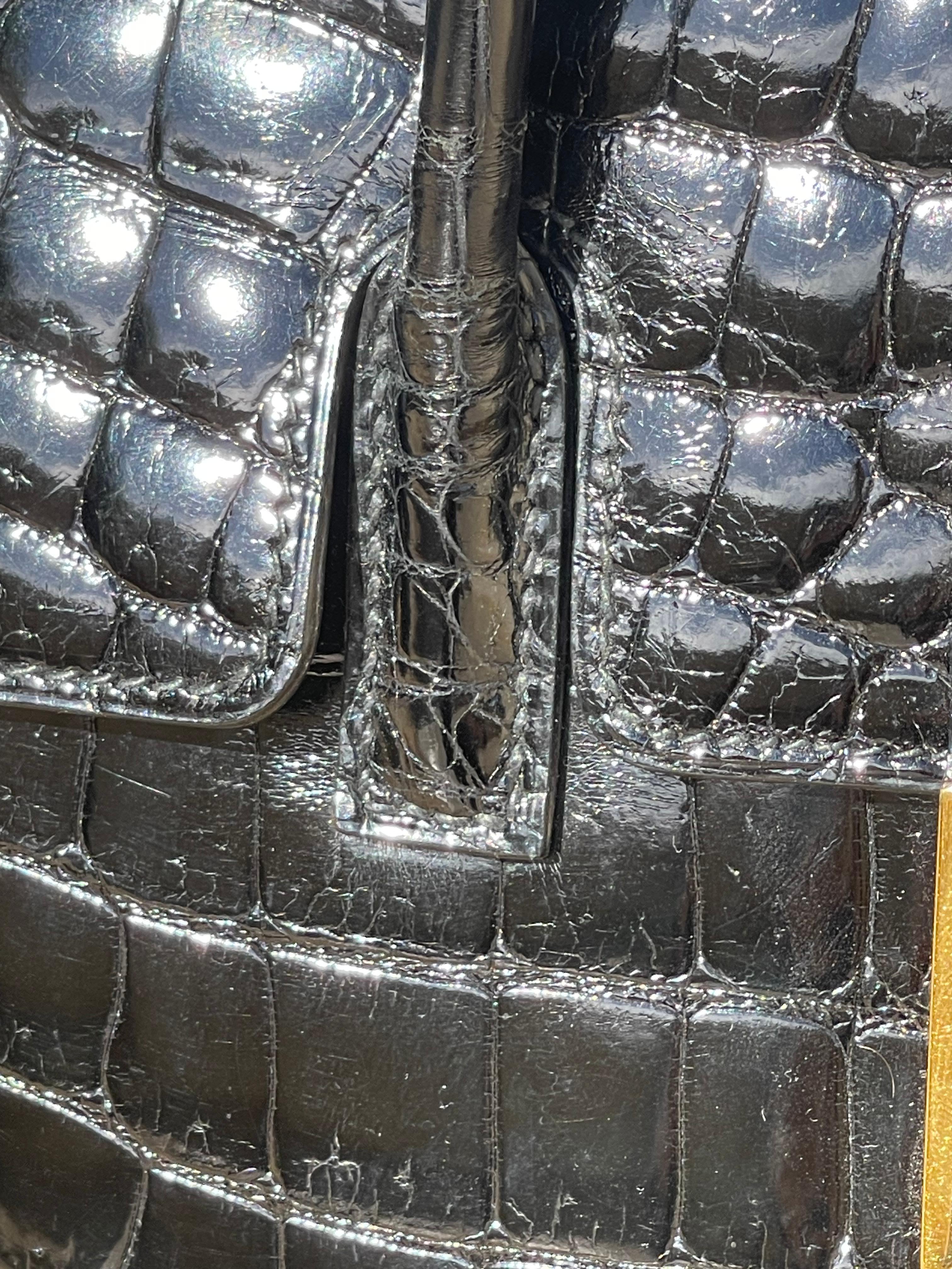 Hermès - Drag Handbag In Black Crocodile In Good Condition For Sale In Beaune, FR