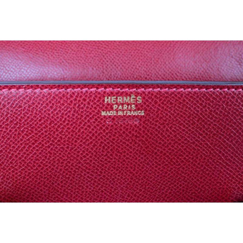 Hermès Drag Red Courchevel Leather Handbag, 2003 For Sale 6