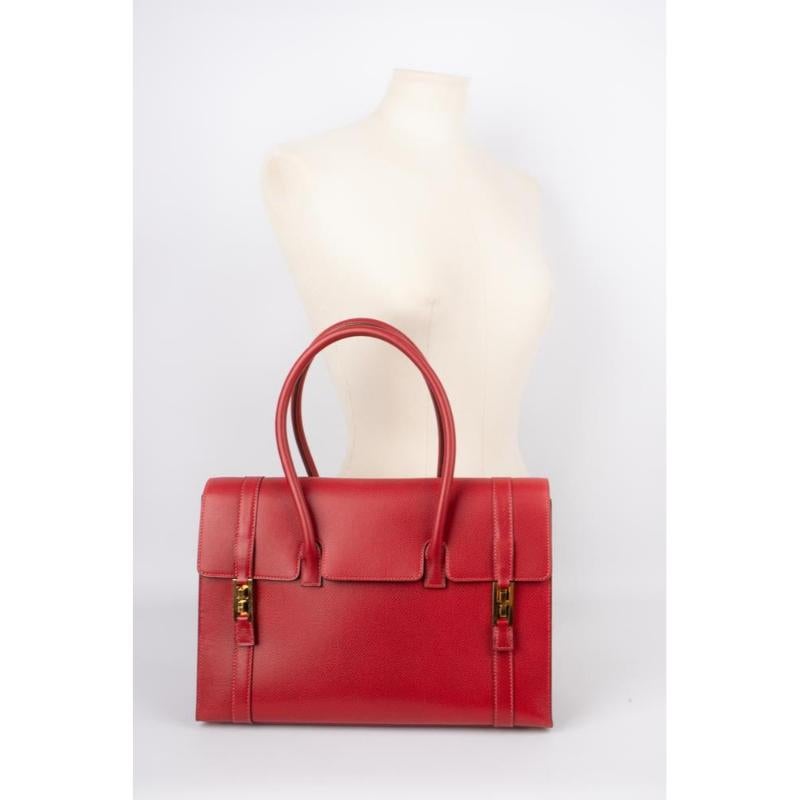 Hermès Drag Red Courchevel Leather Handbag, 2003 For Sale 7