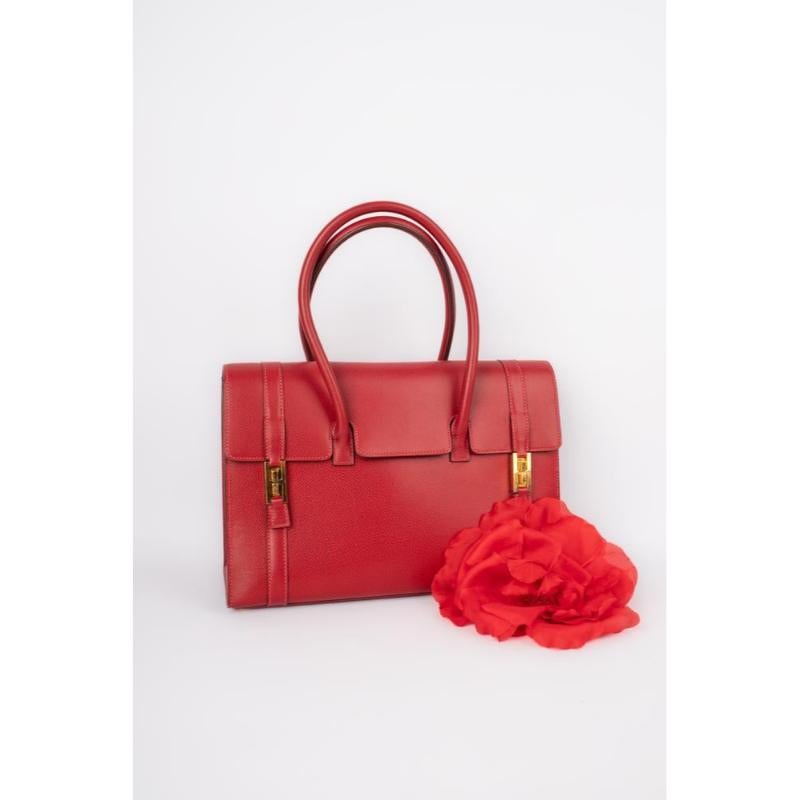 Hermès Drag Red Courchevel Leather Handbag, 2003 For Sale 8