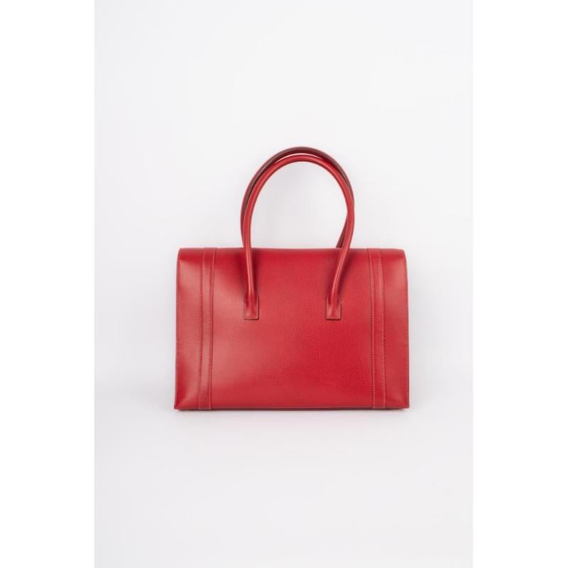 Hermès Drag Red Courchevel Leather Handbag, 2003 In Excellent Condition For Sale In SAINT-OUEN-SUR-SEINE, FR
