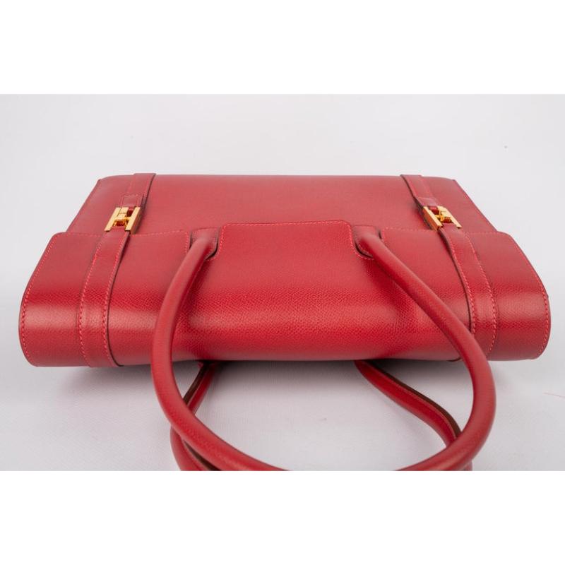 Hermès Drag Red Courchevel Leather Handbag, 2003 For Sale 1