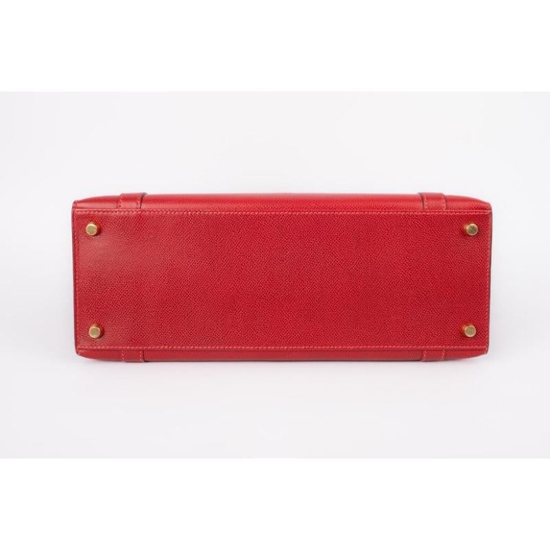 Hermès Drag Red Courchevel Leather Handbag, 2003 For Sale 2