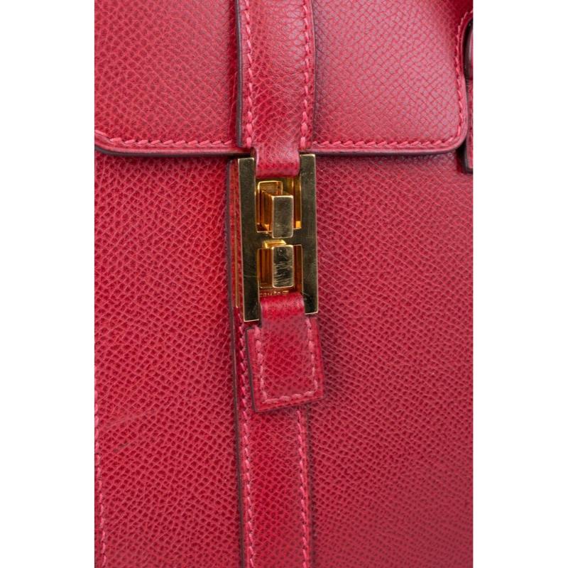 Hermès Drag Red Courchevel Leather Handbag, 2003 For Sale 3