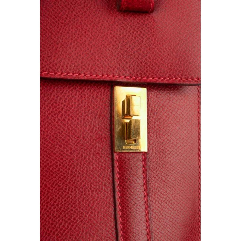 Hermès Drag Red Courchevel Leather Handbag, 2003 For Sale 4