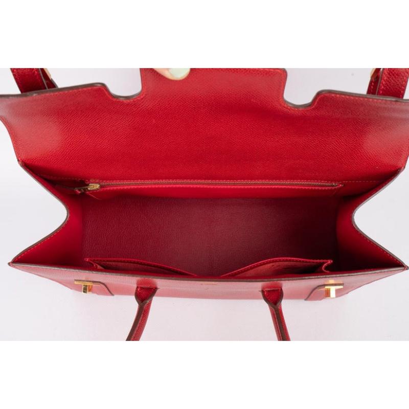 Hermès Drag Red Courchevel Leather Handbag, 2003 For Sale 5