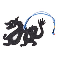 Hermes Dragon Bag Charm Limited Edition Bi-Color Black / Blue New w/Box