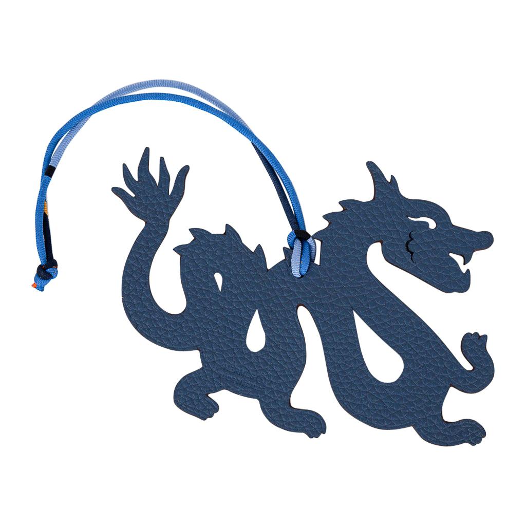 Hermes Dragon Bag Charm Limited Edition Bi-Color Black / Blue New w/Box