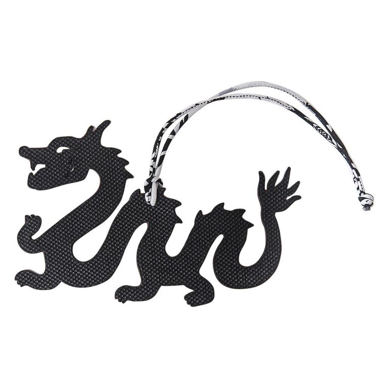 Hermes Dragon Bag Charm Limited Edition BiColor Black Grain d'H