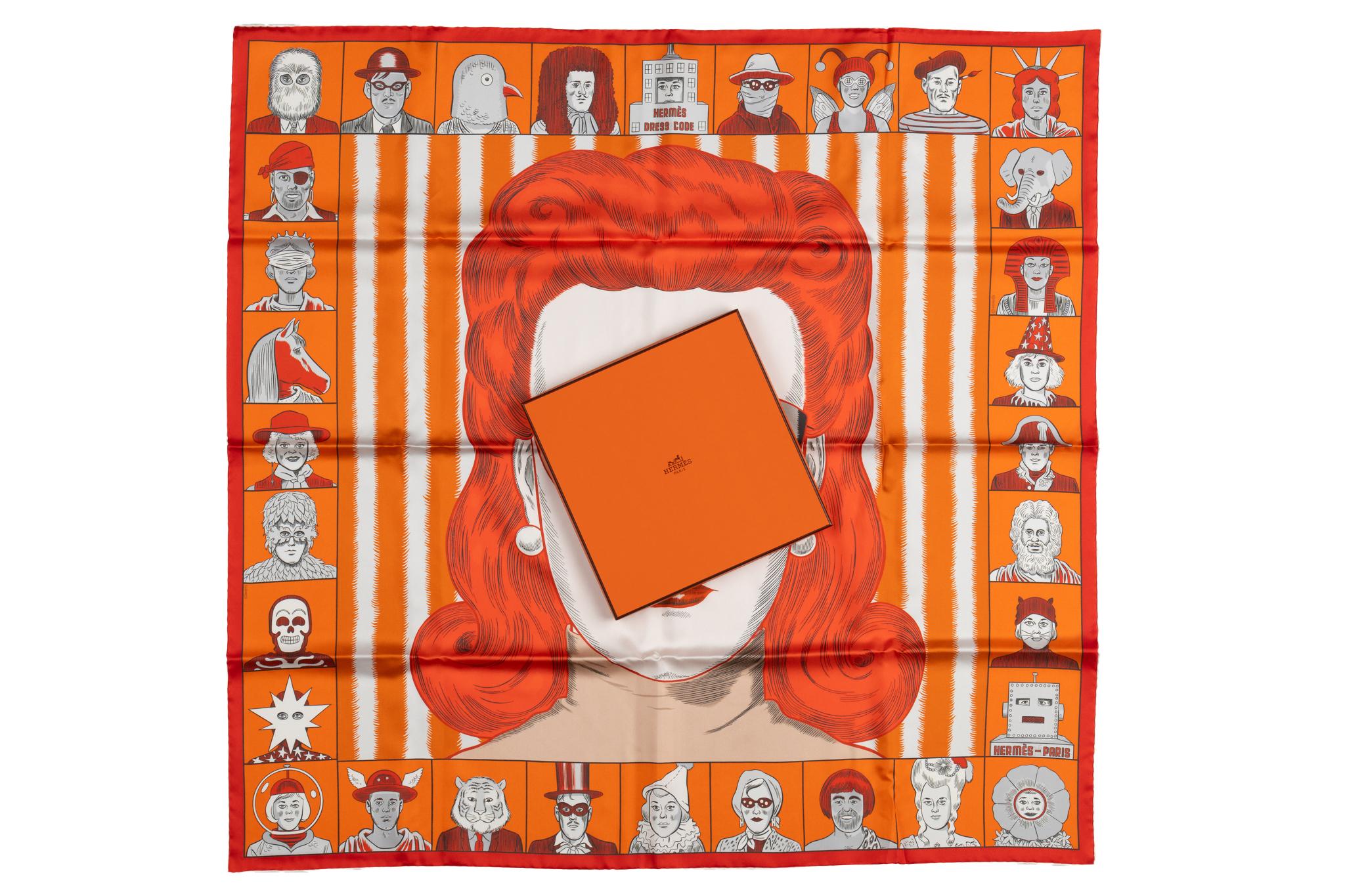 Hermès double face scarf in silk twill with hand-rolled edges (100% silk). The scarf is printed on both sides in two different color combinations! This innovative technique provides two colorful scarves in one.
Brand new with original box.