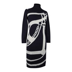 Hermes Dress Promenade du Matin Intarsia Black / White Cashmere 36 / 4