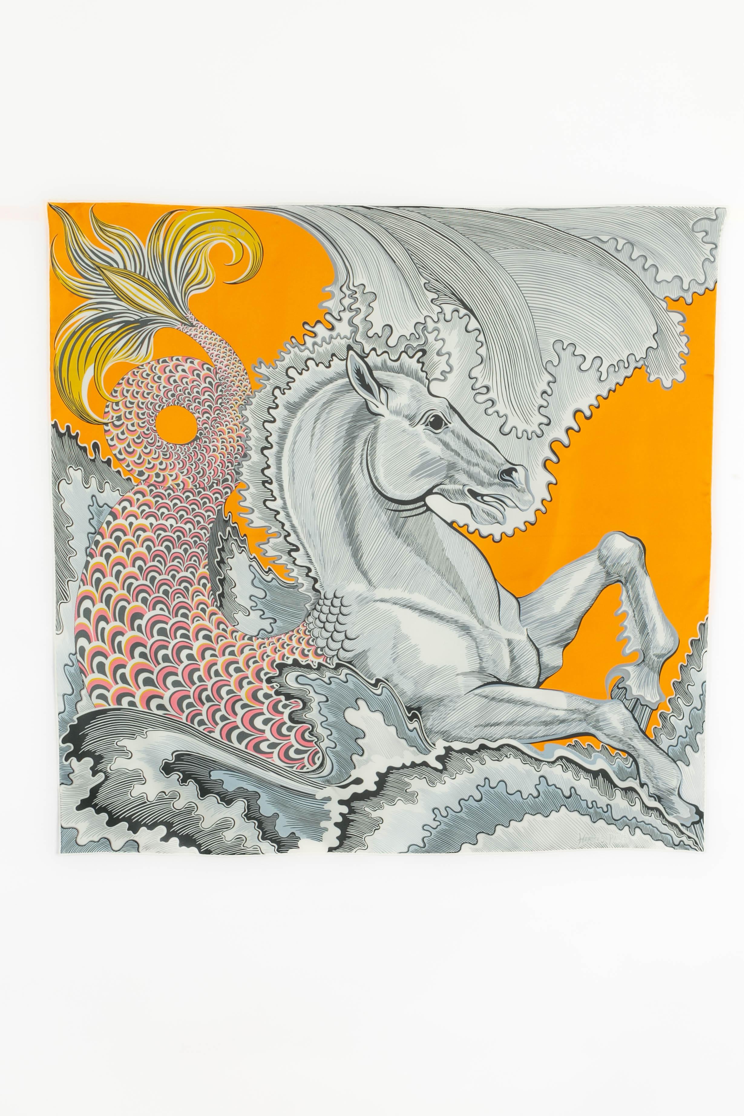 Foulard Hermès a doppia faccia 'Horse-Mermaid in vendita 1