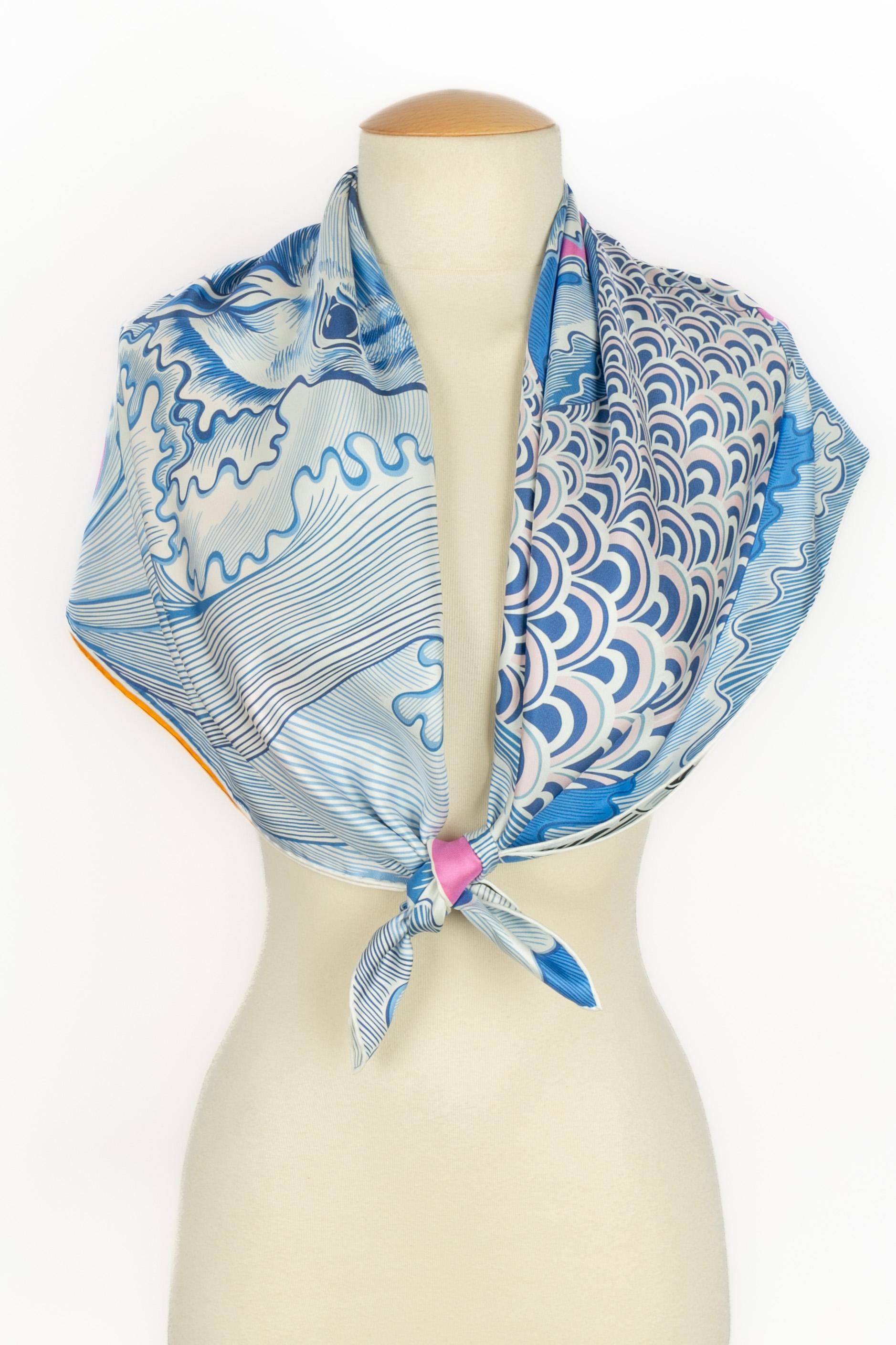 Foulard Hermès a doppia faccia 'Horse-Mermaid in vendita 3
