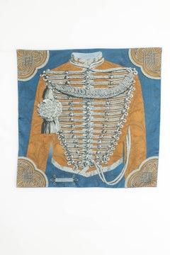Hermès dual-sided foulard / scarf 'flower brandenburgs'