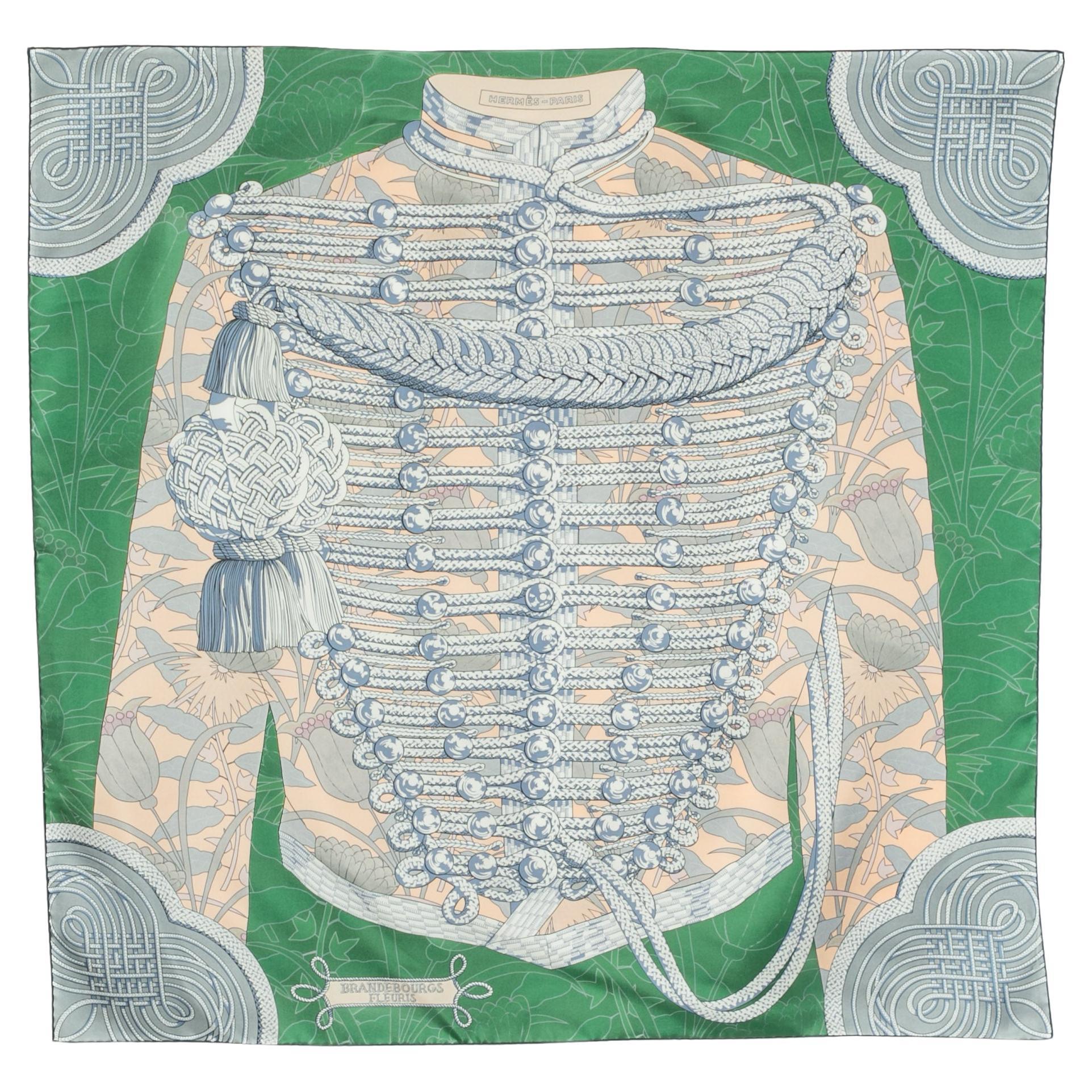 Hermès doppelseitiges Foulard / Schal 'Flower brandenburgs'