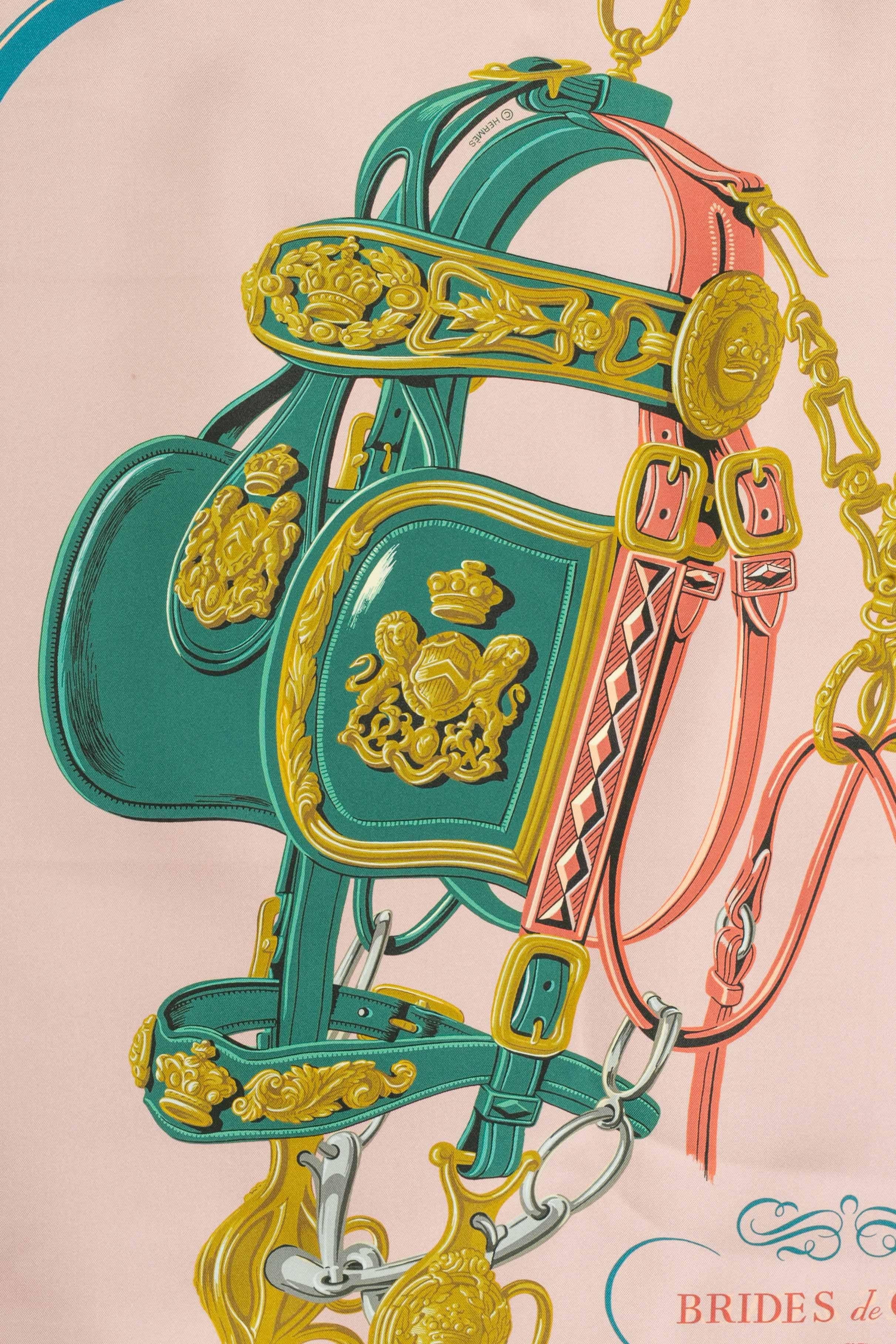 Hermès doppelseitiges Foulard / Schal 'Gala bridles' im Angebot 2