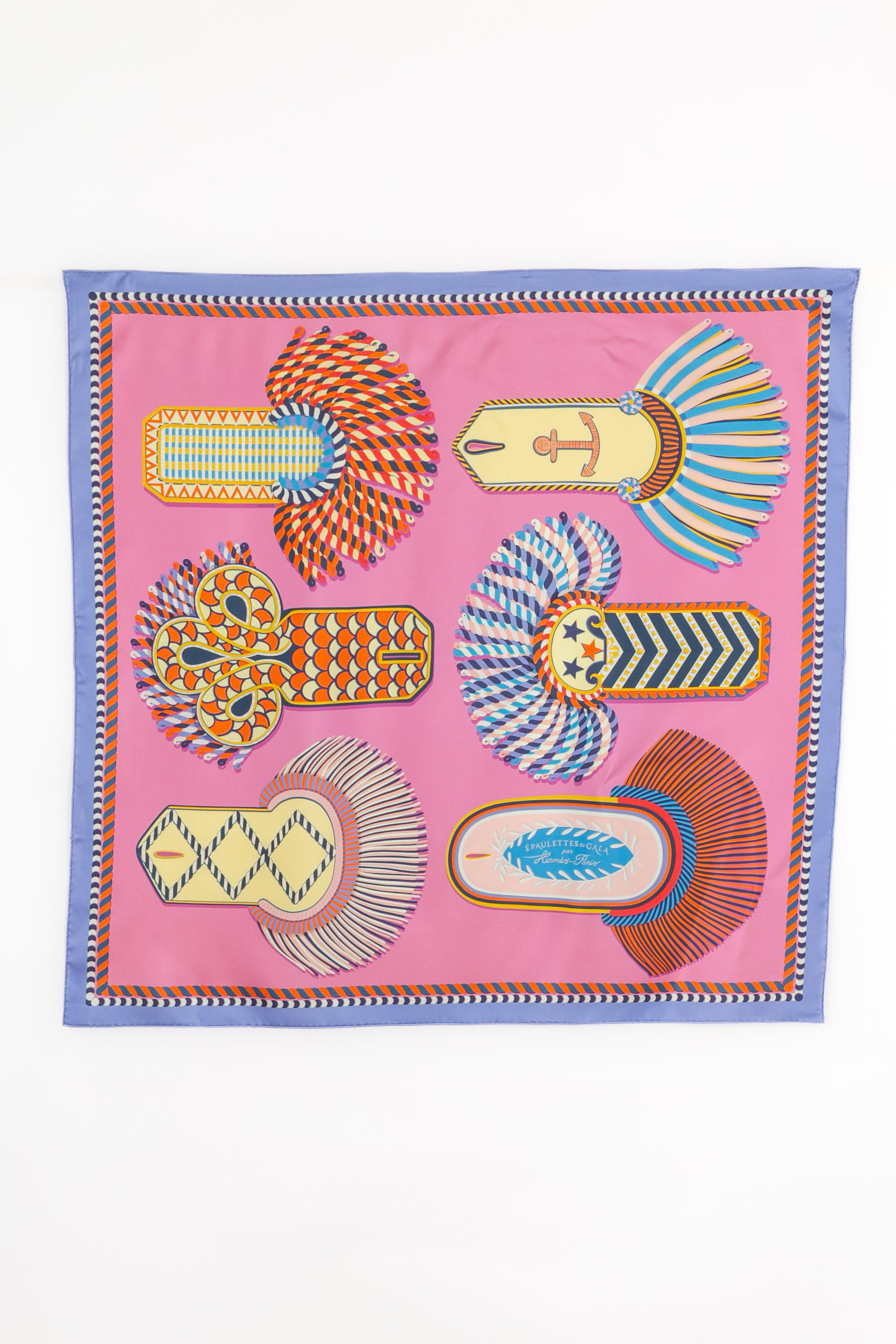 Hermès dual-sided foulard / scarf 'Gala epaulettes' 5