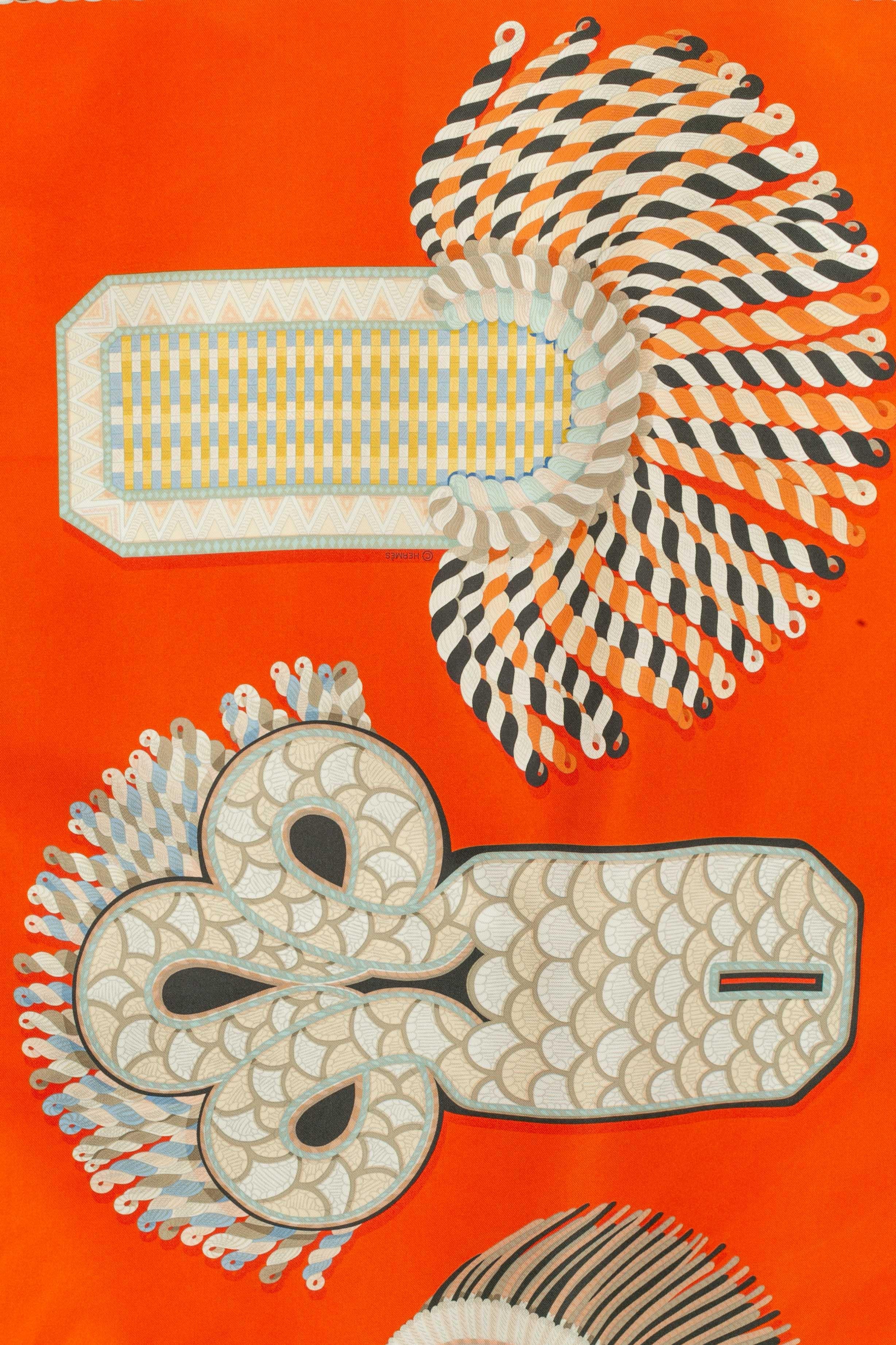 Hermès dual-sided foulard / scarf 'Gala epaulettes' 2