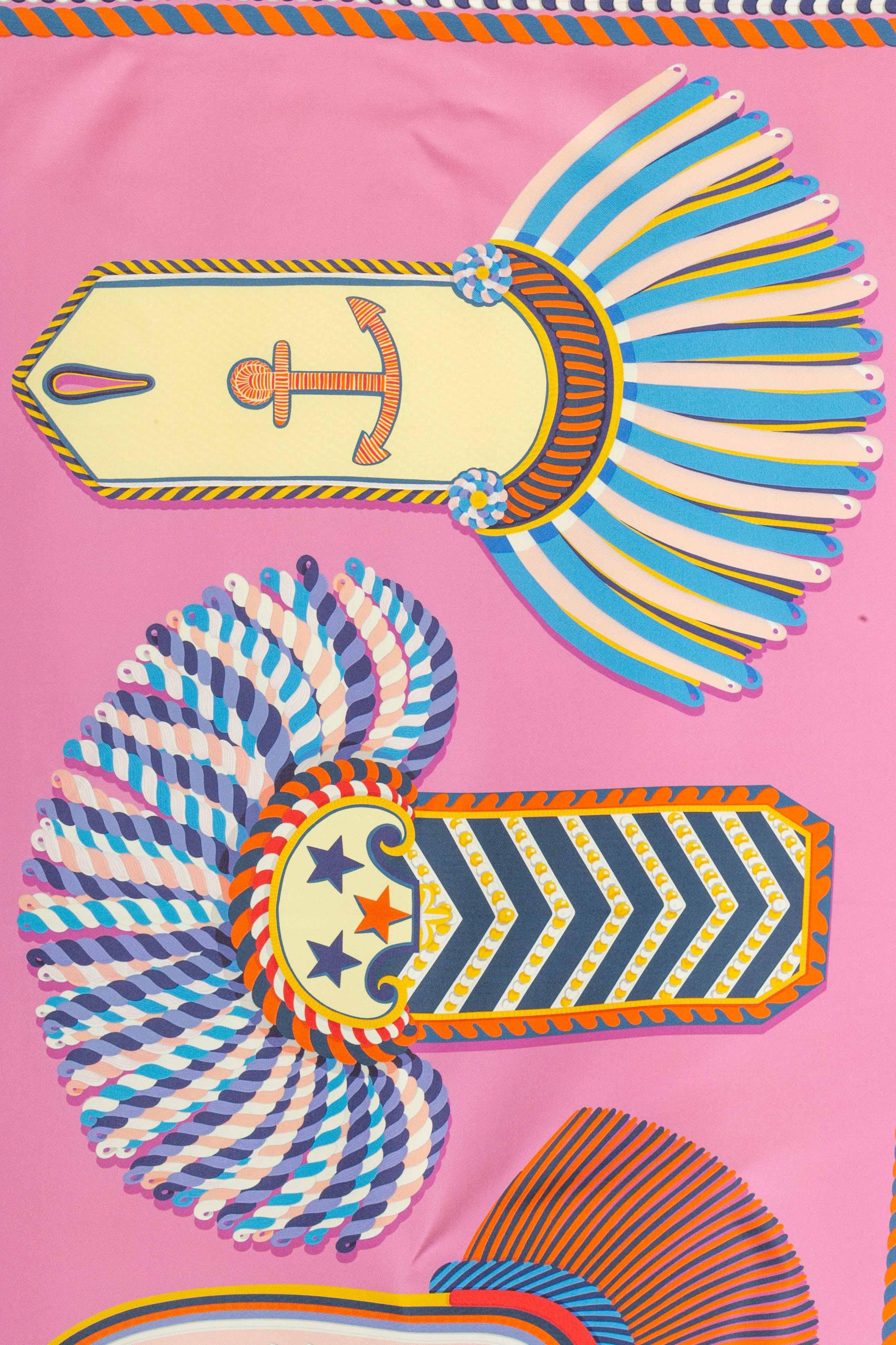 Hermès dual-sided foulard / scarf 'Gala epaulettes' 2