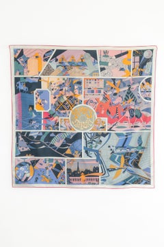 Hermès dual-sided foulard / scarf 'Hermès factory'