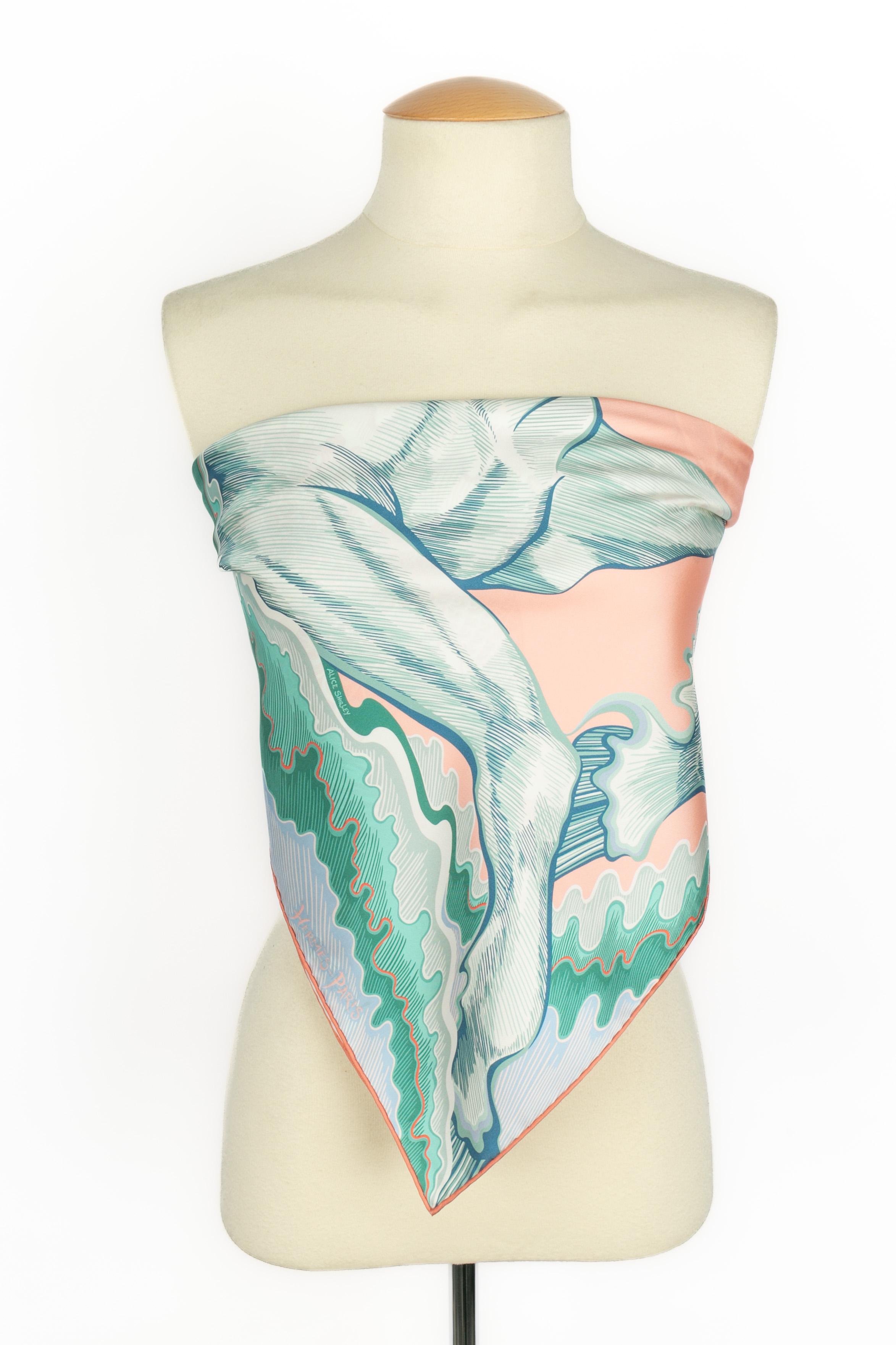 Hermès dual-sided foulard/scarf 'Horse-mermaid' 4