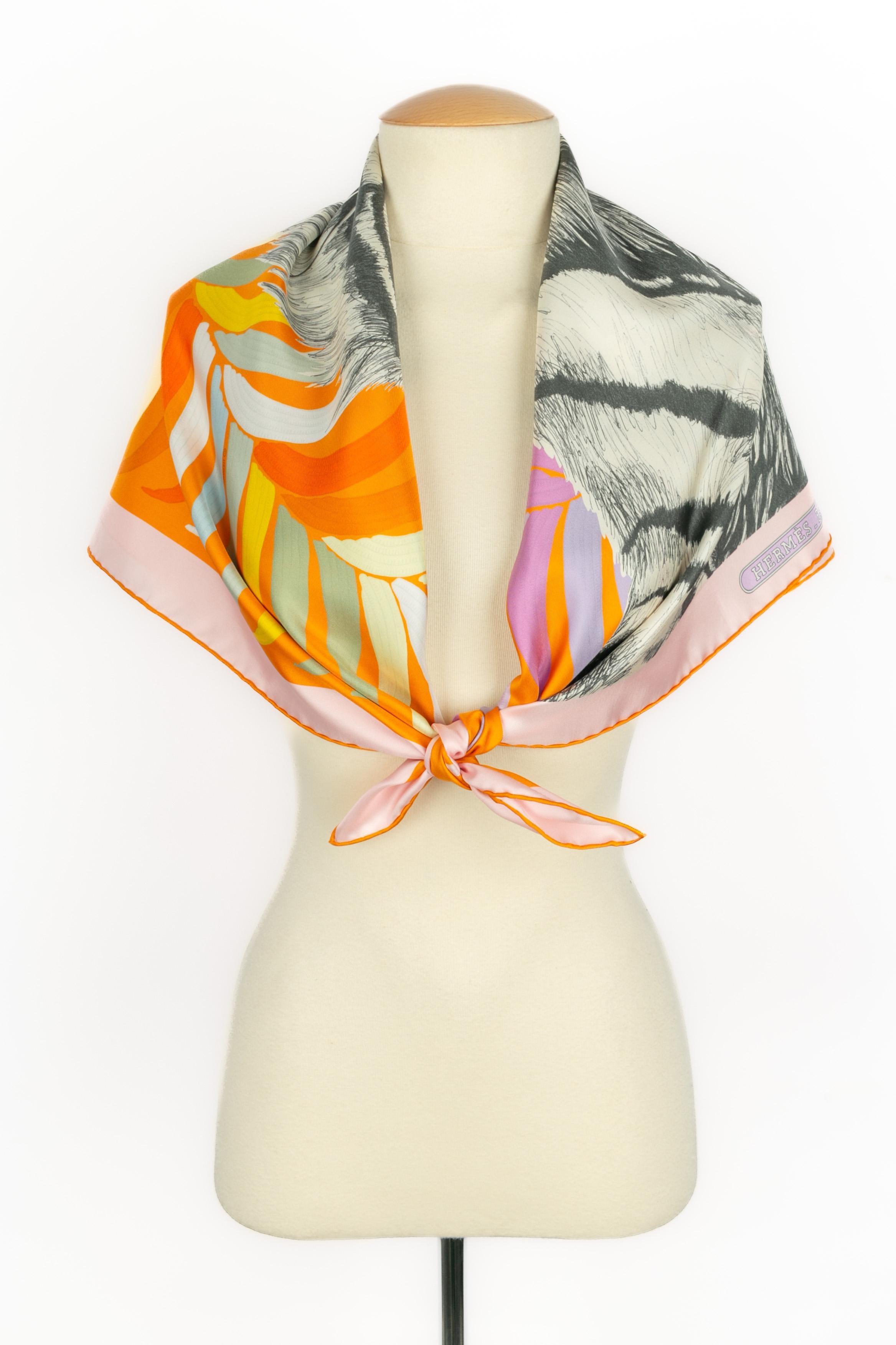 Women's or Men's Hermès dual-sided foulard / scarf 'royal tiger' For Sale