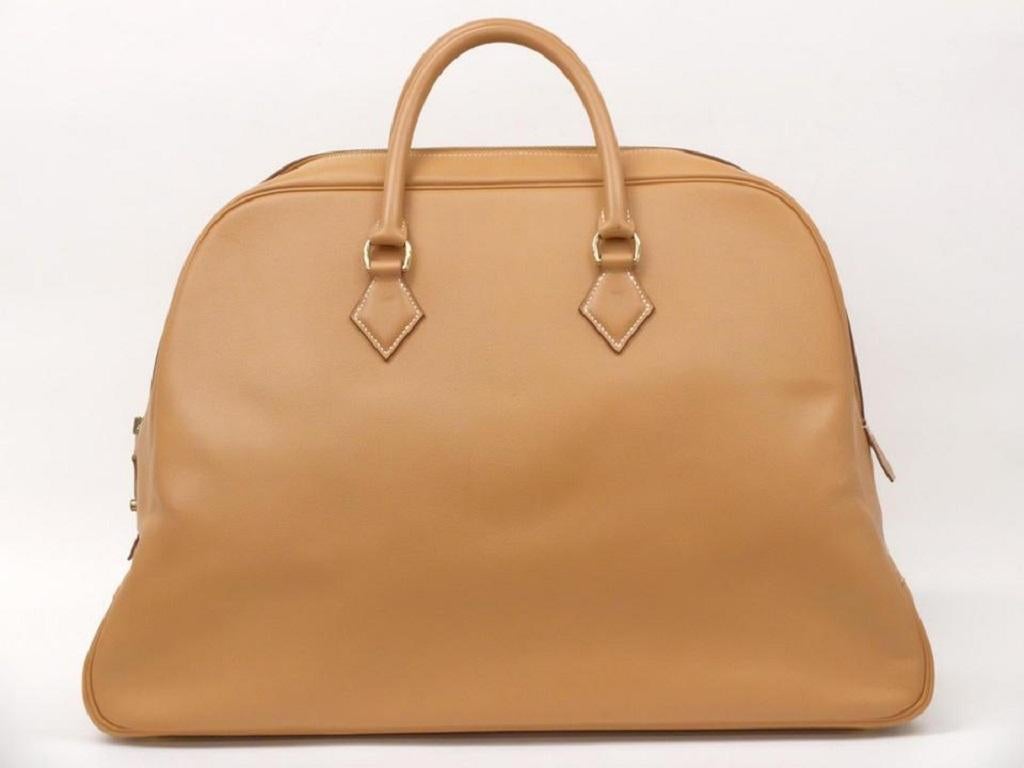 Hermès Duffle Bag Gold Samplon Travel Boston 236797 Brown Leather Satchel For Sale 1