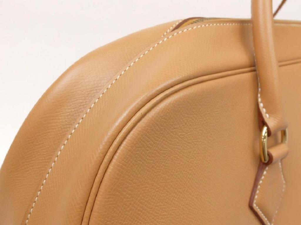 Hermès Duffle Bag Gold Samplon Travel Boston 236797 Brown Leather Satchel For Sale 4