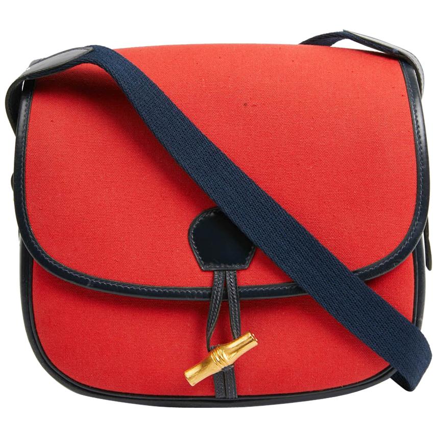 HERMES Duffle Bamboo Red And Blue Bag