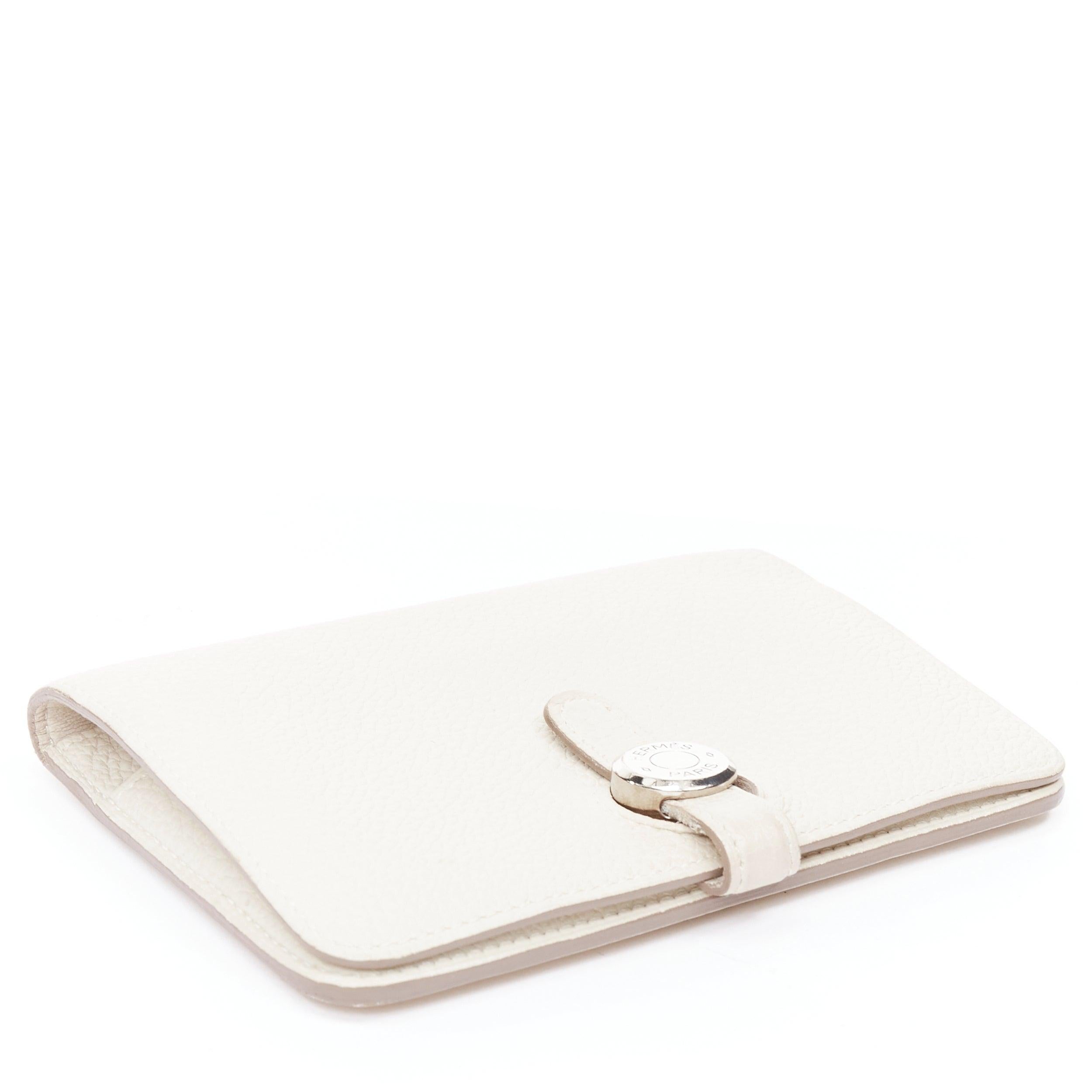 Donna HERMES Dugon Duo crema in pelle togo SHW portamonete con passante in vendita