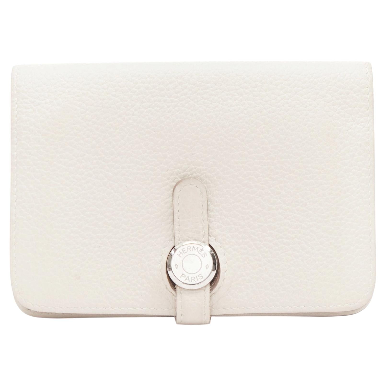 HERMES Dugon Duo cream togo leather SHW loop through coin purse