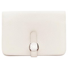 HERMES Dugon Duo cream togo leather SHW loop through coin purse