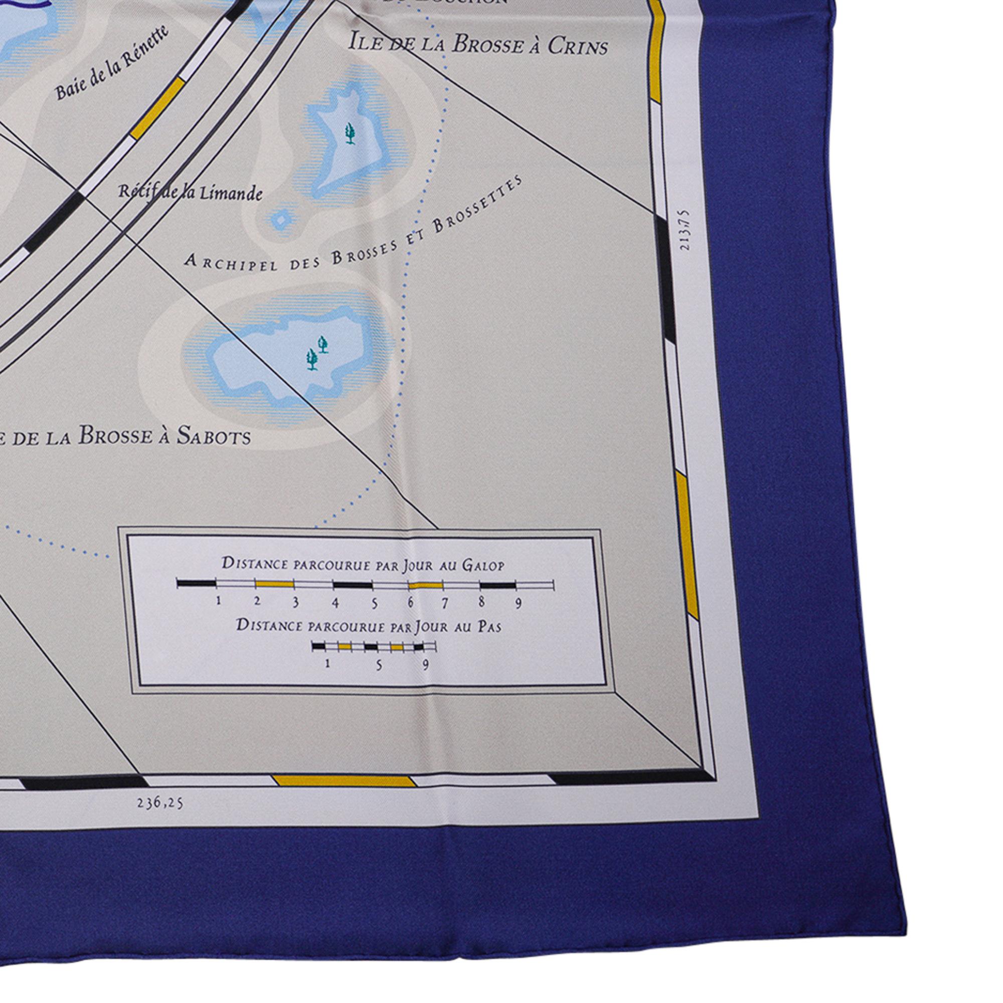 Écharpe en soie 140 cm Hermès D'un Monde Planisphere Equestre, neuve avec boîte en vente 2