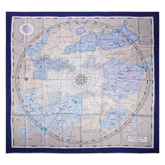 Hermes D'un Monde Planisphere Equestre Sciarpa di seta 140 cm Nuovo con Scatola