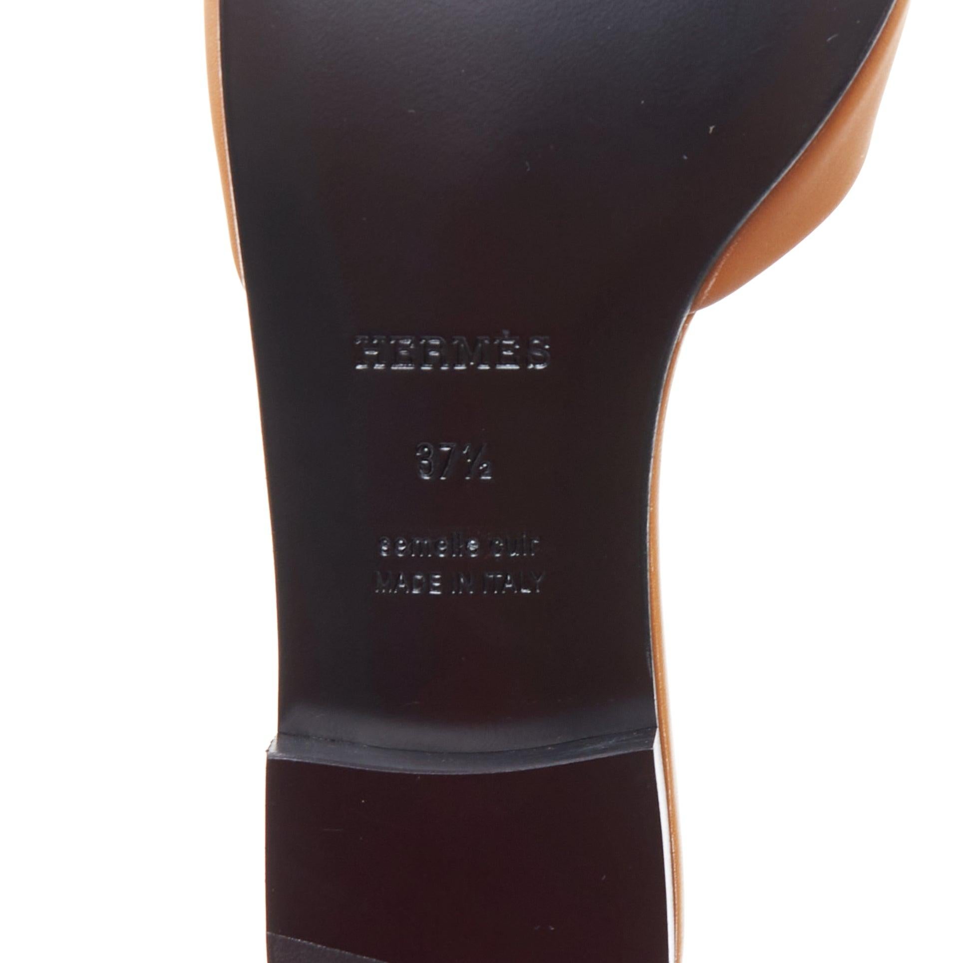 HERMES Dune pelle marrone palladio Collier de Chien sandalo piatto EU37.5 in vendita 4
