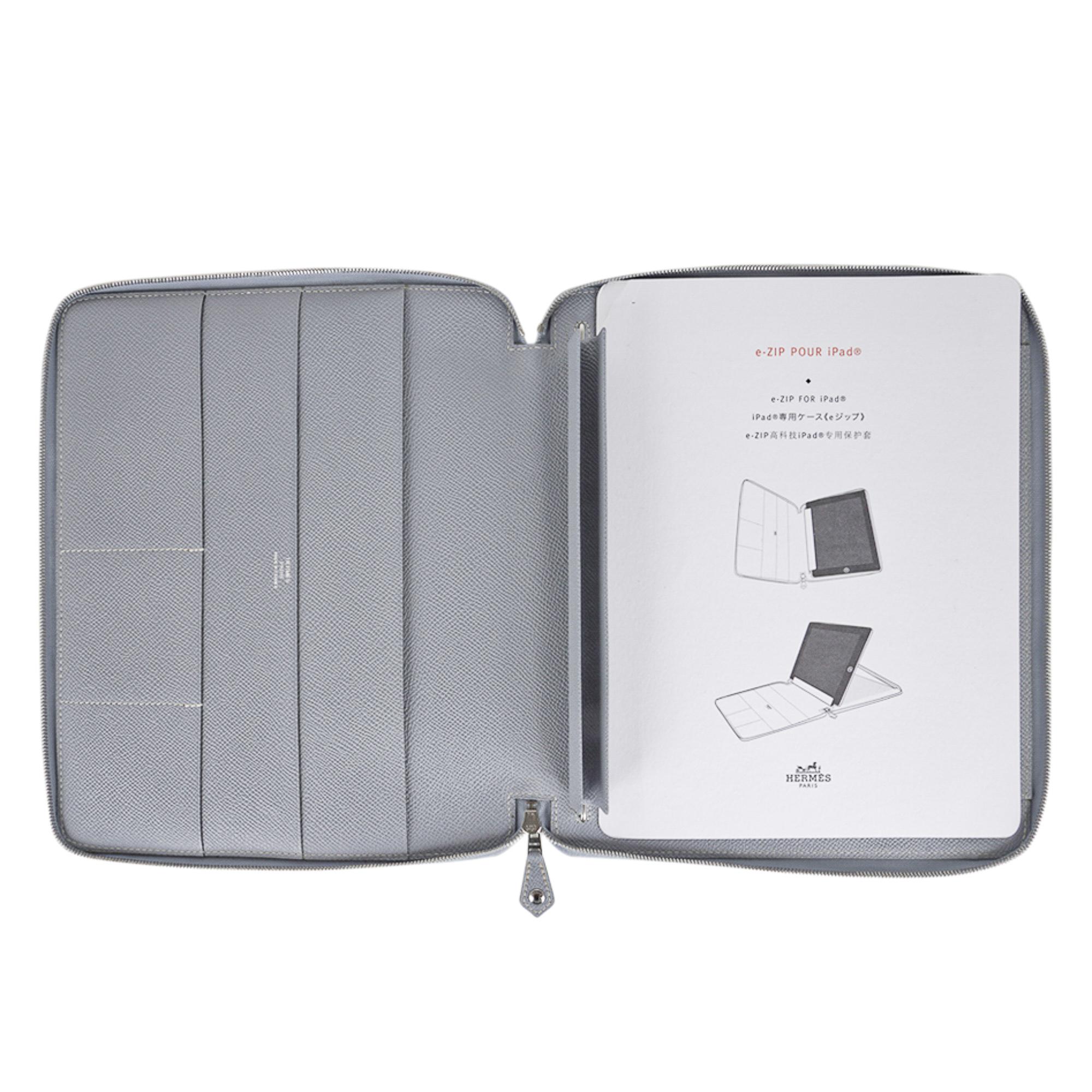 Hermes e-Zip iPad Notebook Cover Blau Glacier Epsom Neu 5