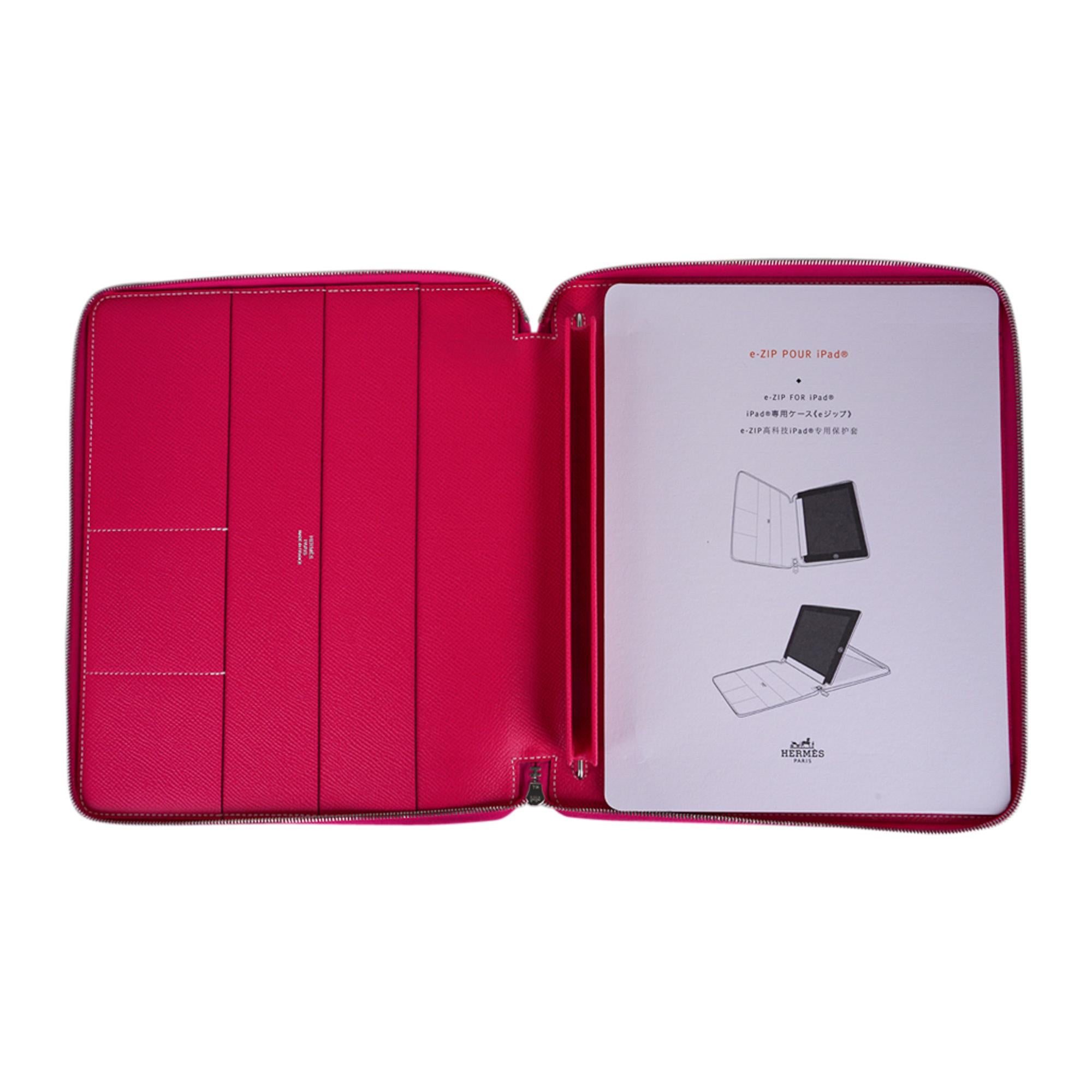 Hermes e-Zip iPad Notebook Cover Rose Tyrien Epsom New In New Condition For Sale In Miami, FL