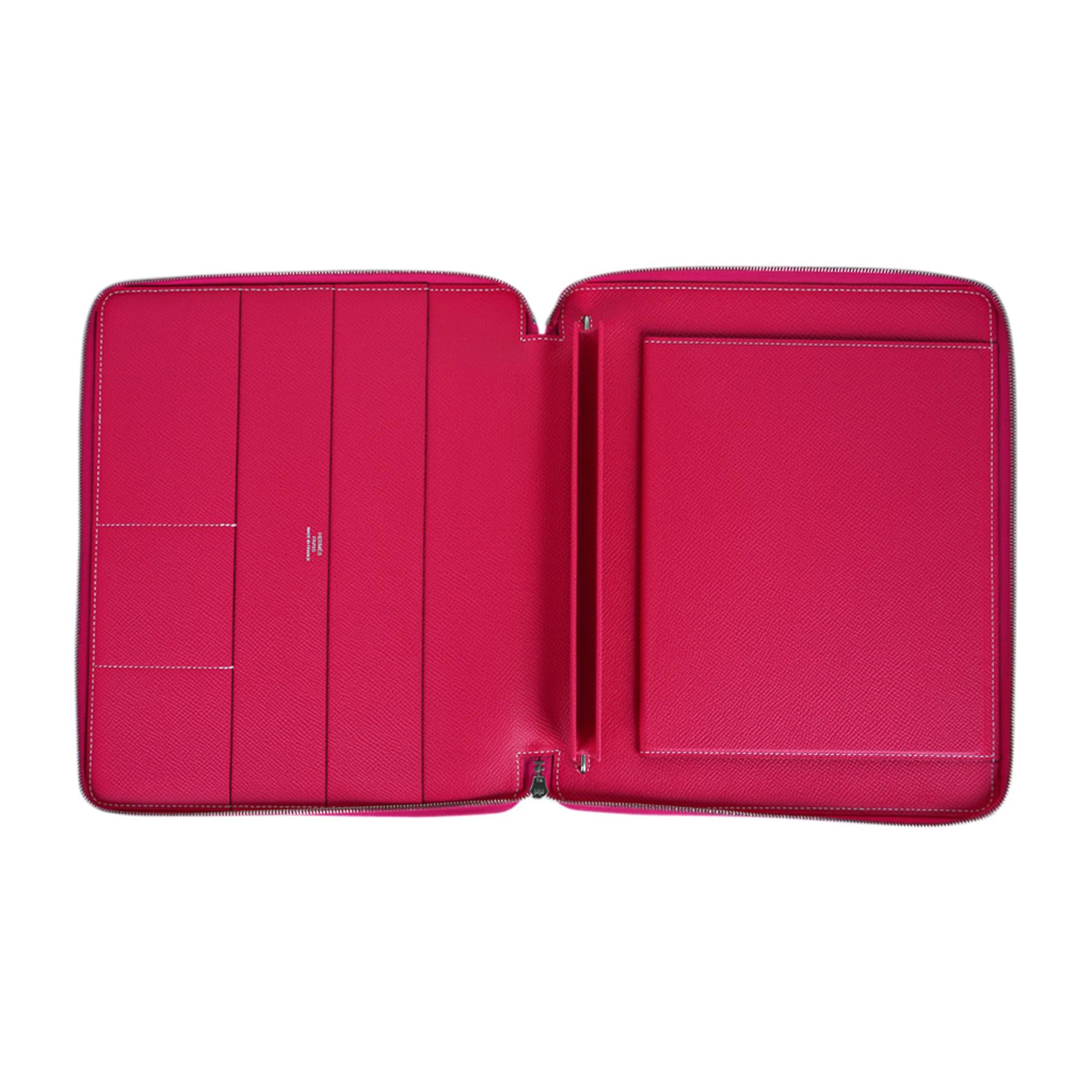 Women's or Men's Hermes e-Zip iPad Notebook Cover Rose Tyrien Epsom New For Sale