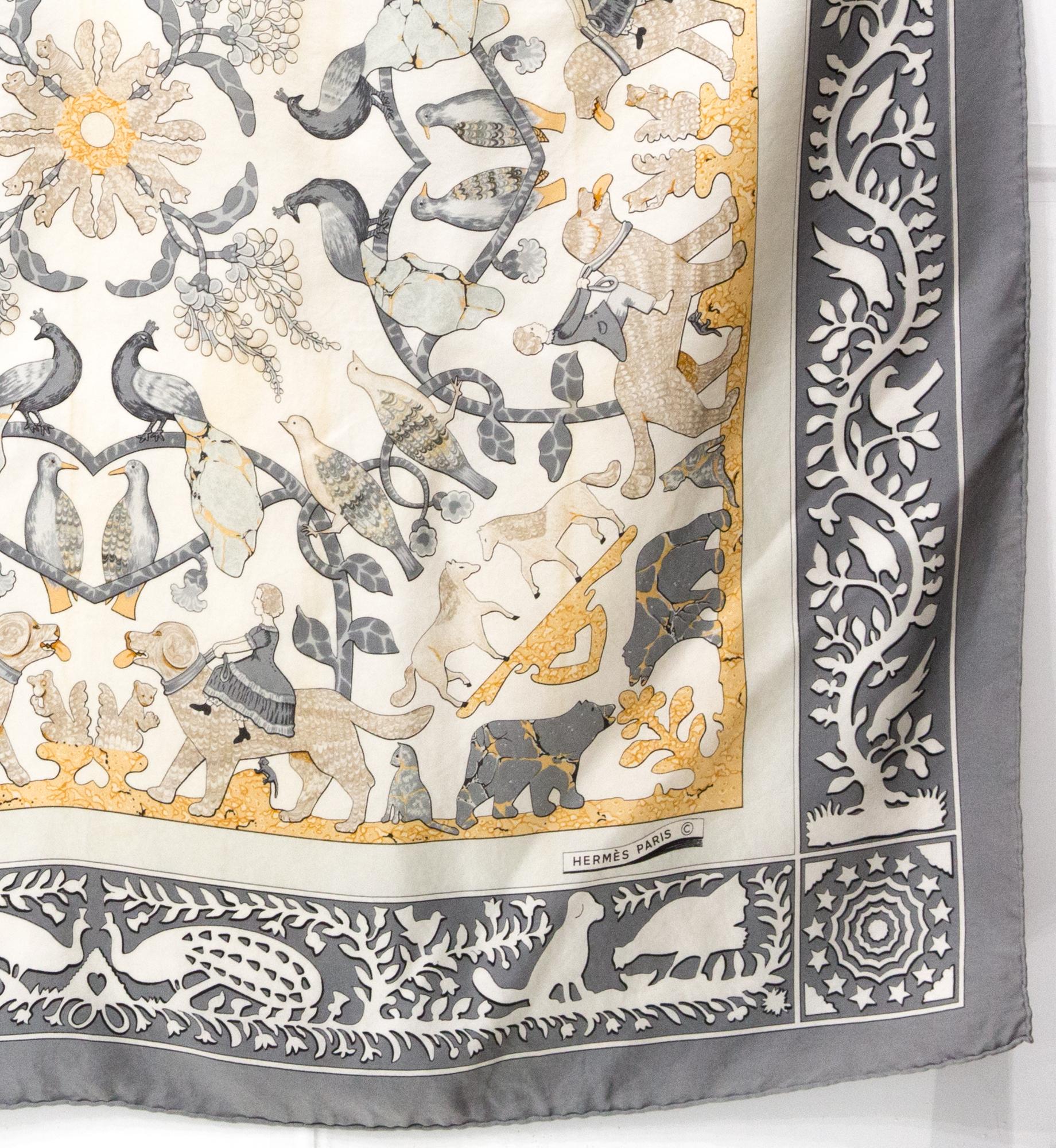 Women's or Men's Hermes Early America by F.de la Perriere Silk Scarf