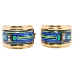 Orecchini Hermes. Autentici orecchini d'oro in smalto cloisonne di Hermes d'epoca Clip on