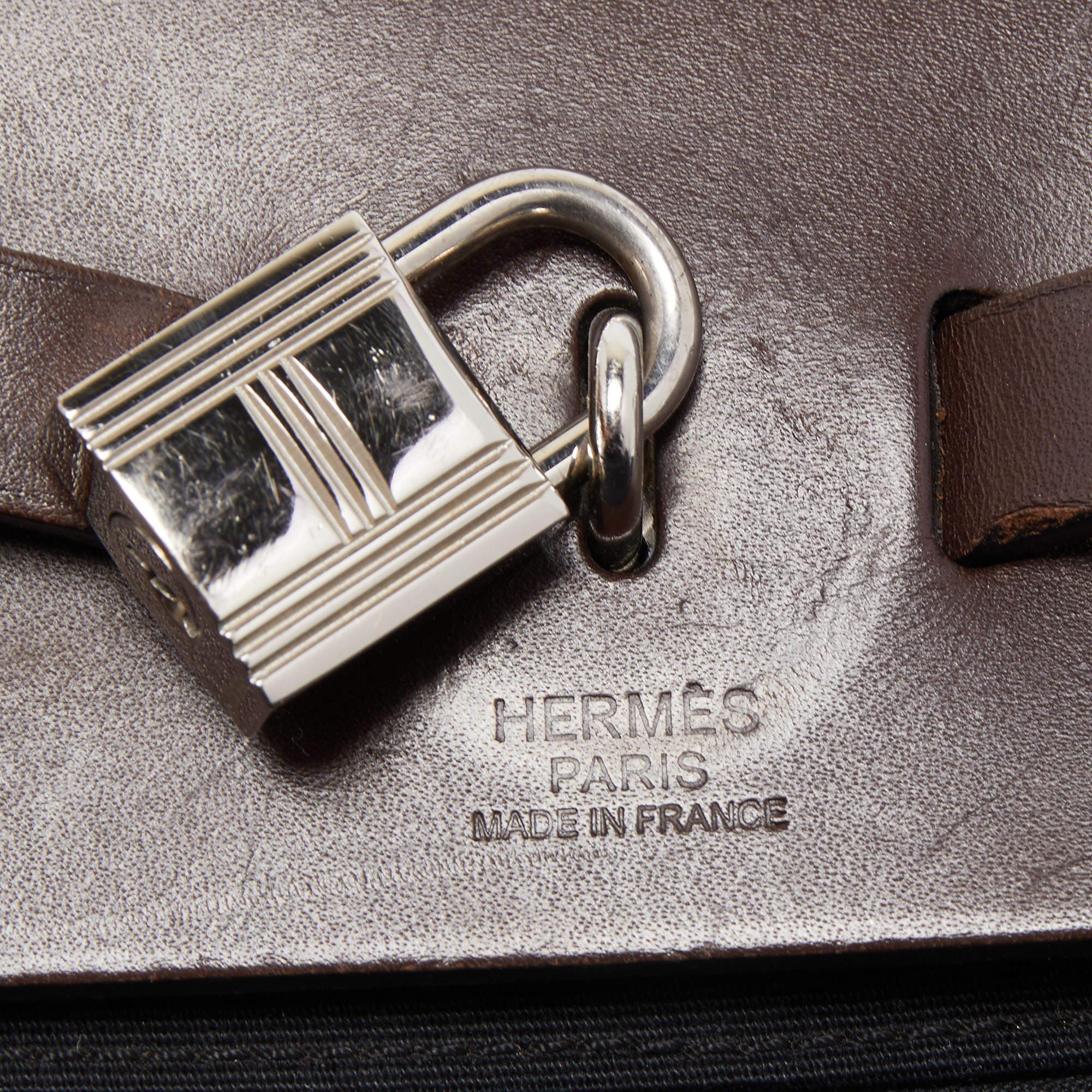Hermes Ebene/Black Canvas and Leather Herbag Zip 39 Bag 9