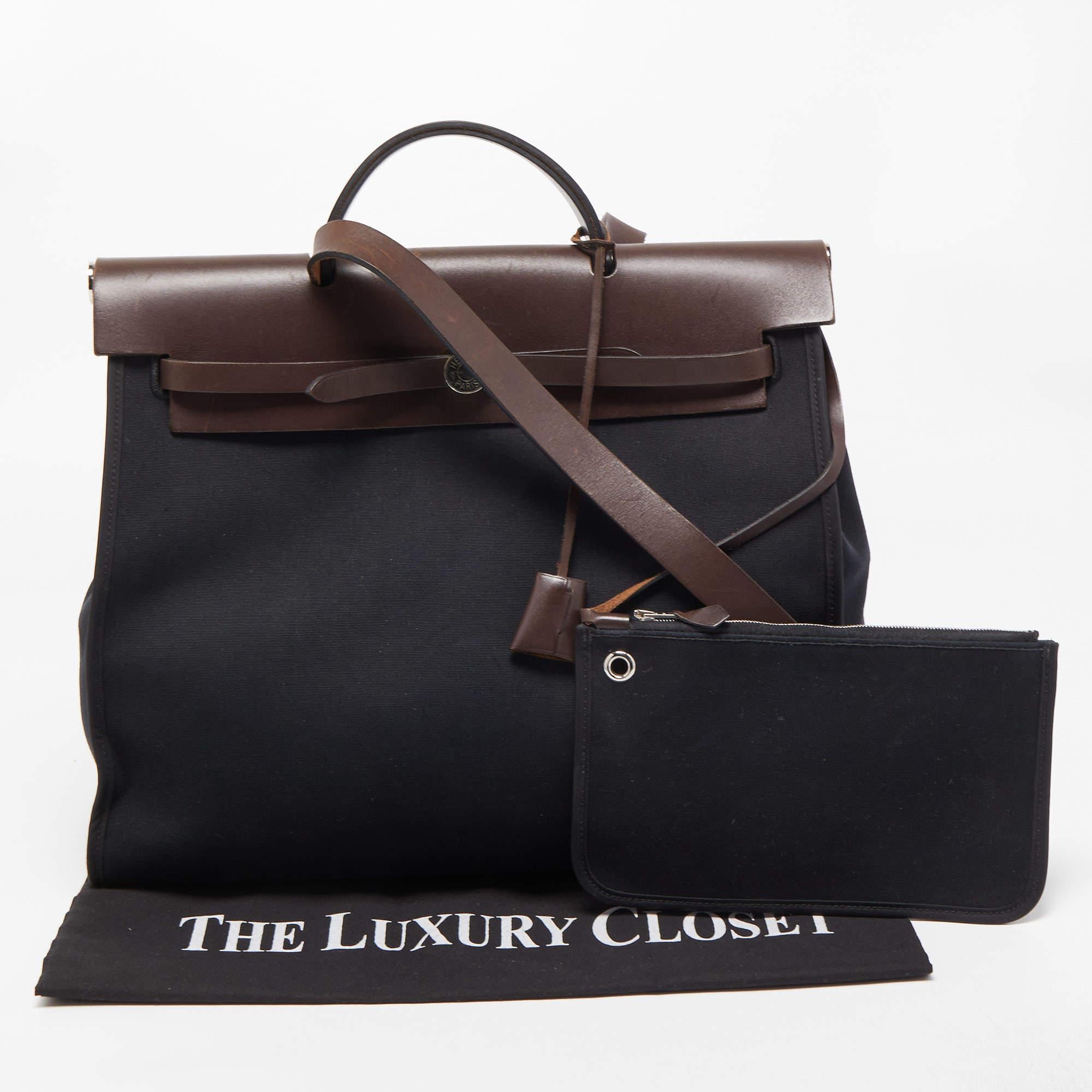 Hermes Ebene/Black Canvas and Leather Herbag Zip 39 Bag 11