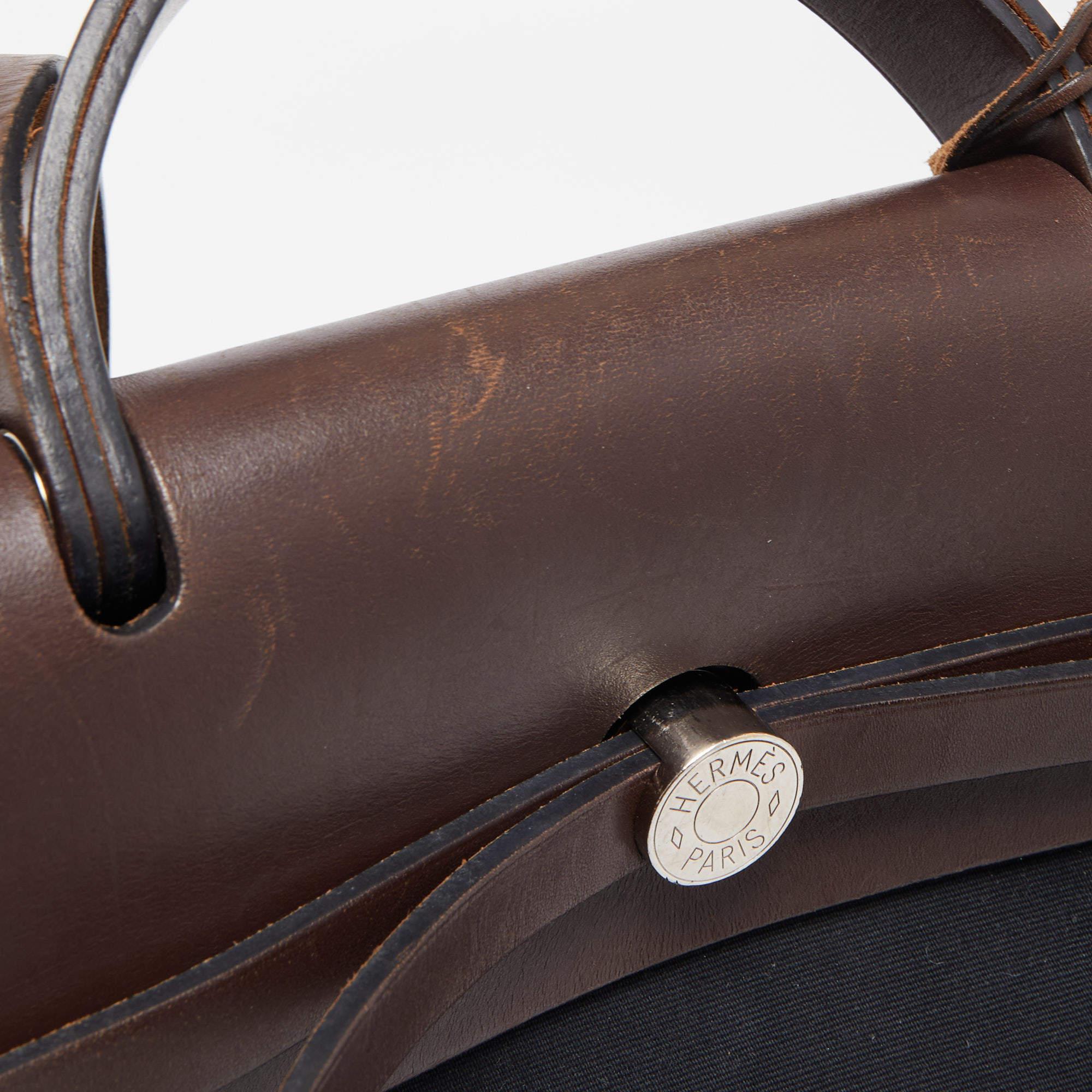 Hermes Ebene/Black Canvas and Leather Herbag Zip 39 Bag 4