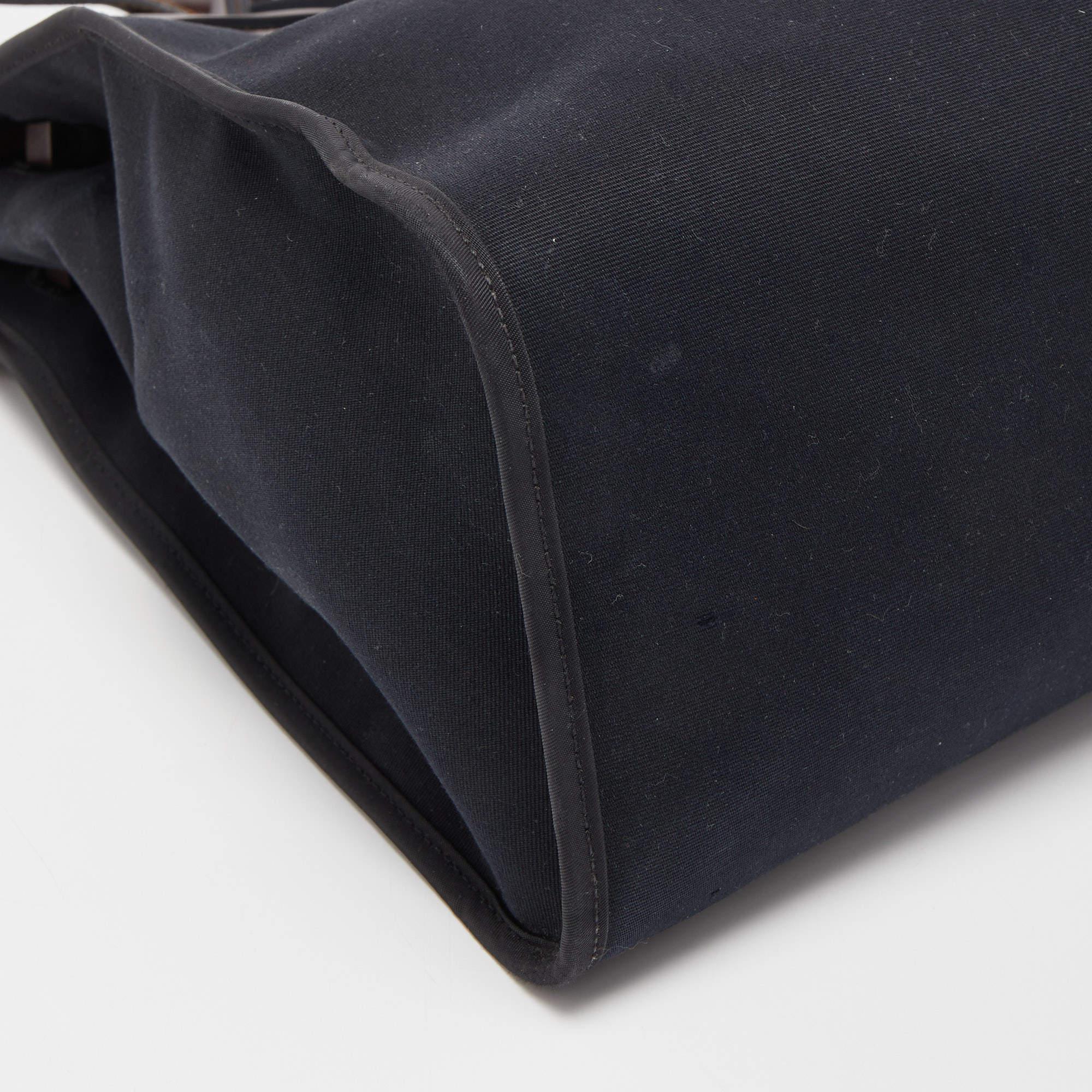 Hermes Ebene/Black Canvas and Leather Herbag Zip 39 Bag 5
