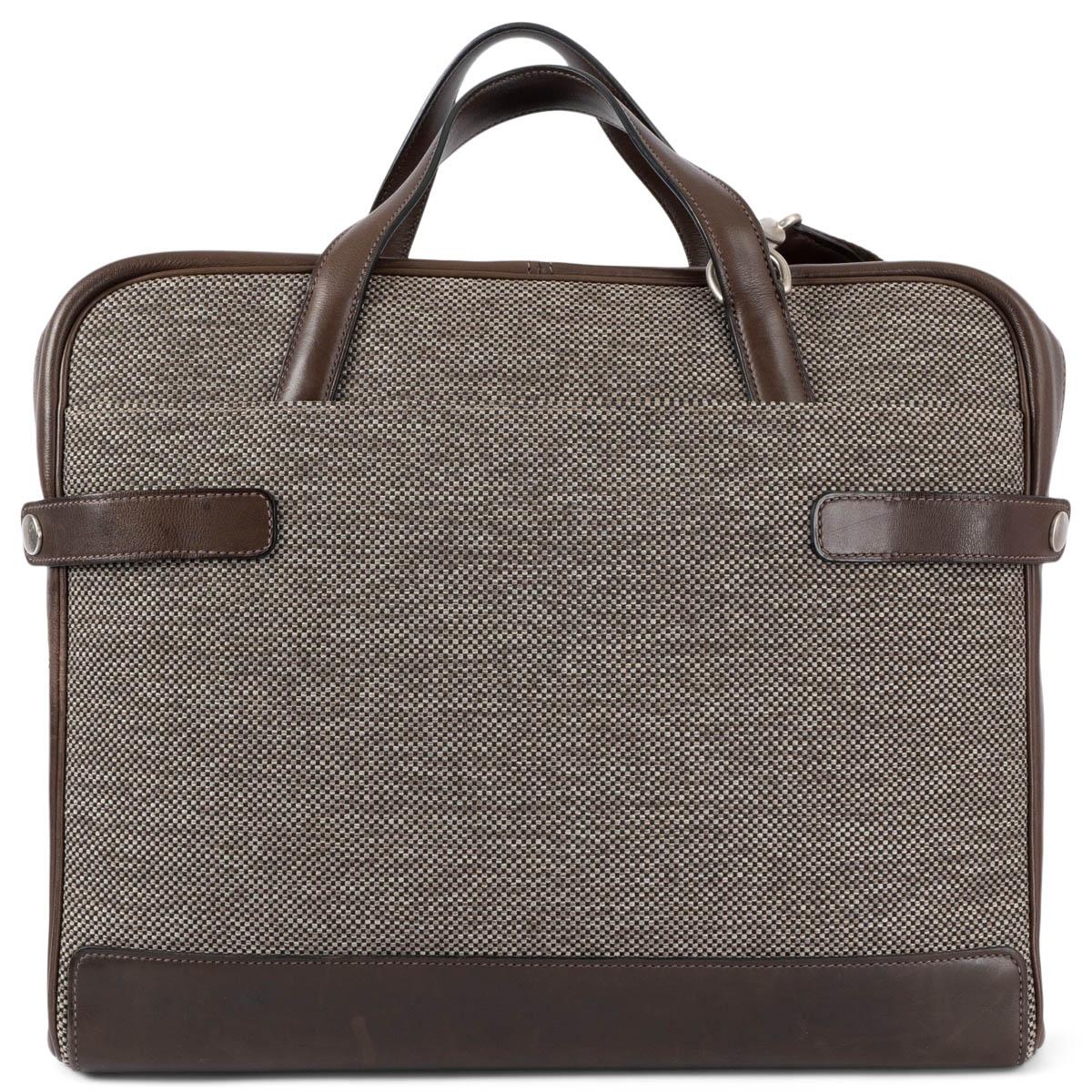 Gray HERMES Ebene brown Barenia H Tech CALECHE-EXPRESS MESSENGER Travel Bag