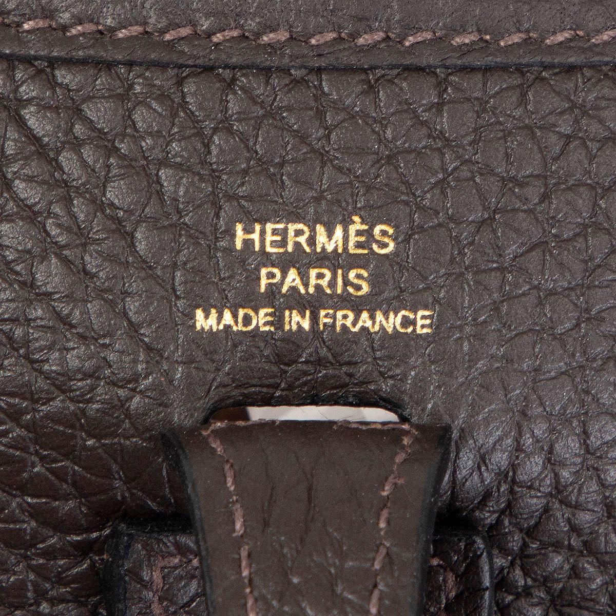 Black HERMES Ebene brown Clemence leather EVELYNE 16 TPM Bag Gold BNIB