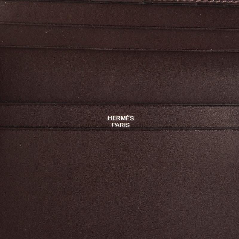 Black HERMES Ebene brown Swift leather CITIZEN LONG Wallet