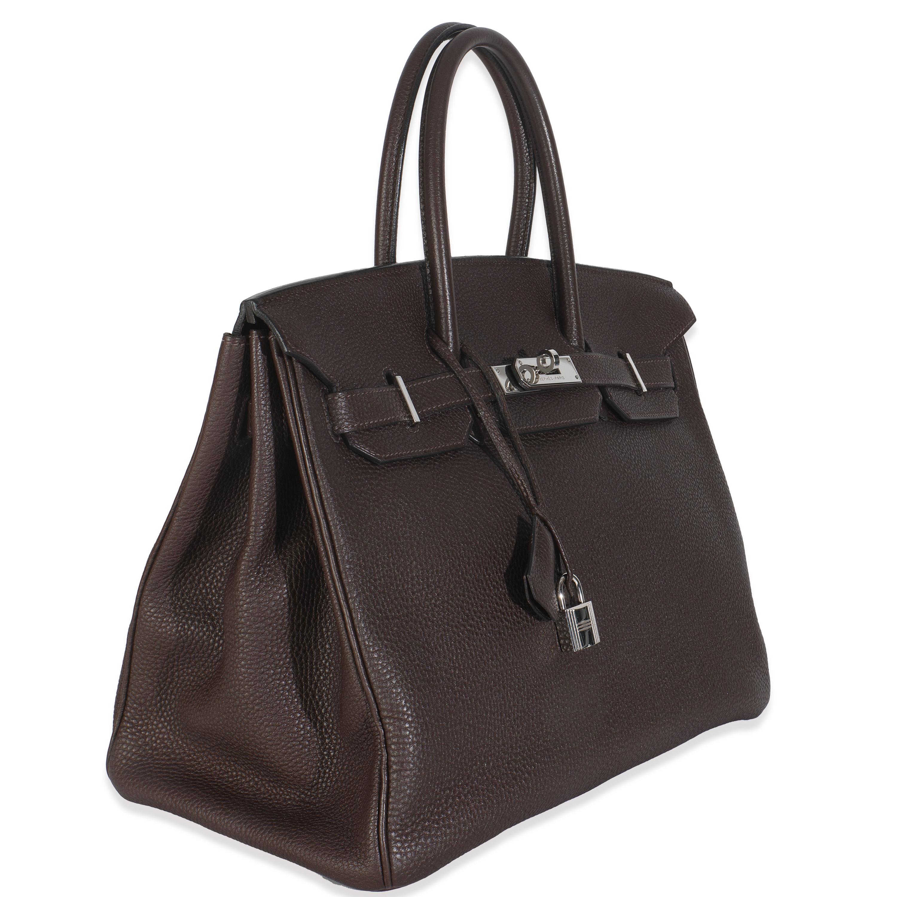 da uomo o donna Hermès Ebene Clemence Birkin 35 PHW in vendita